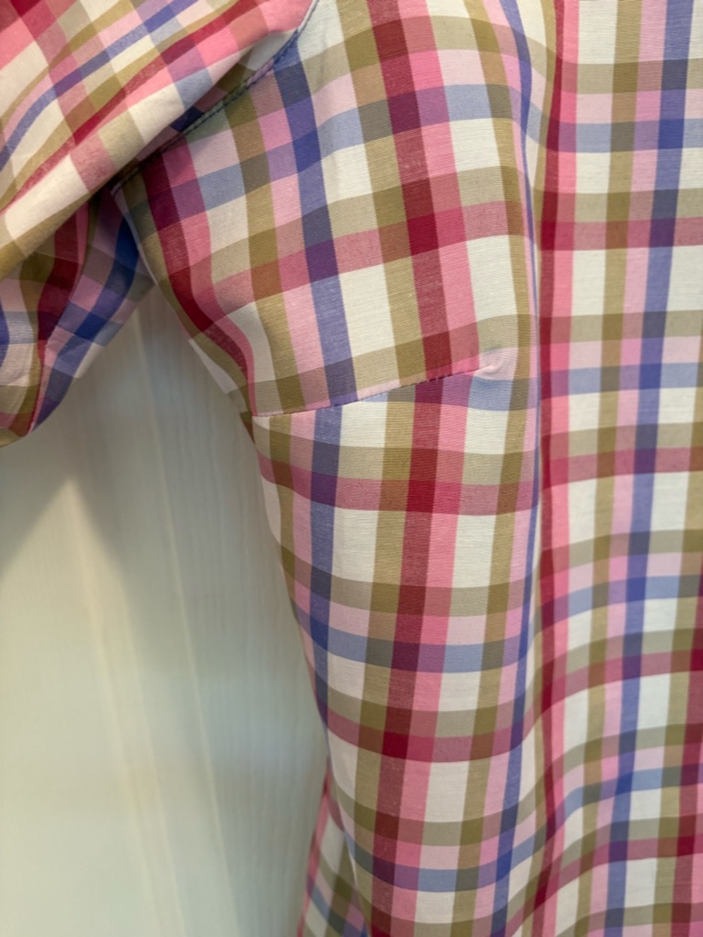 Morgan Crossing Pink Plaid Button-Up 3/4 Sleeve Blouse Women’s Size 16 - Picture 4 of 6
